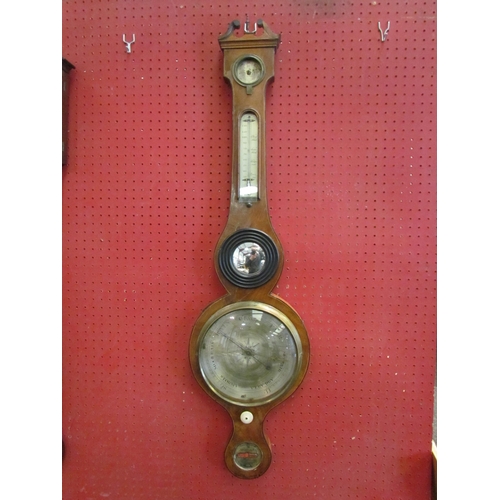 1064 - A 19th Century Swaffham-made five dial barometer, walnut cased, ebony trim