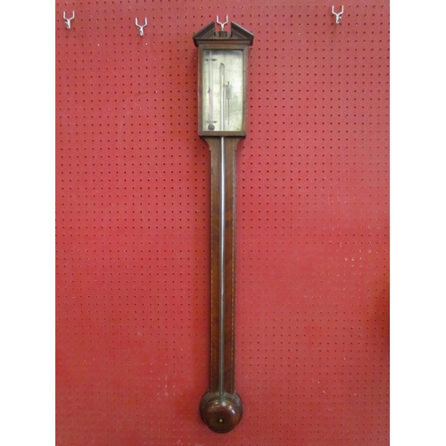 1065 - A Polte of Hull stick barometer, mahogany with satinwood stringing, 93cm tall