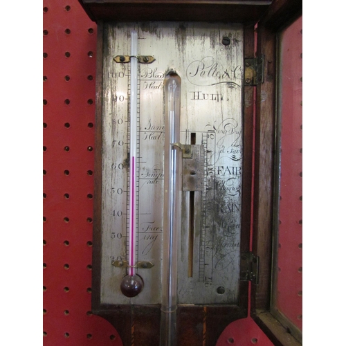 1065 - A Polte of Hull stick barometer, mahogany with satinwood stringing, 93cm tall