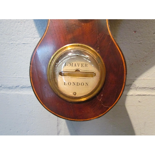 1074 - An I. Maver of London five dial barometer, mahogany cased with satinwood stringing