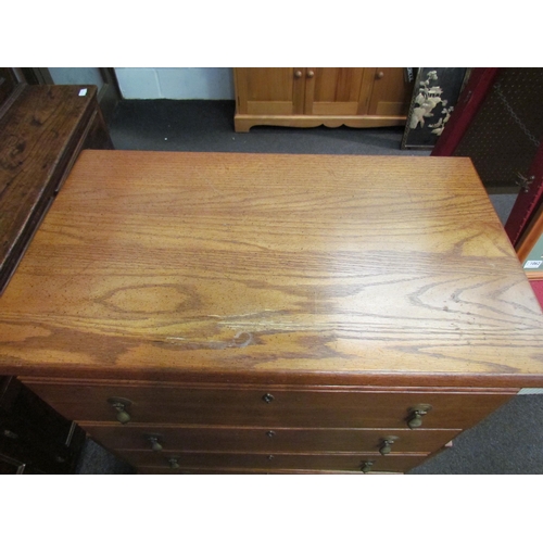 1110 - A modern Georgian style oak chest of five long drawers, as a chest on stand, 112cm tall x 71cm wide ... 