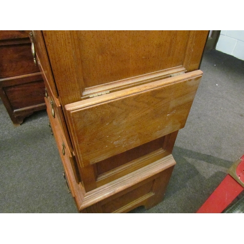 1110 - A modern Georgian style oak chest of five long drawers, as a chest on stand, 112cm tall x 71cm wide ... 