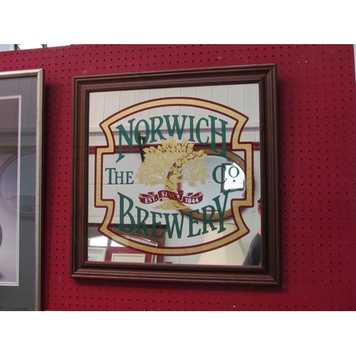 1111 - A Norwich Brewery Co. mirror.  Framed.  41.5cm x 41.5cm mirror plate