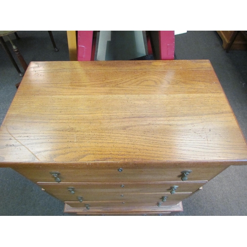 1121 - A modern Georgian style oak chest of five long drawers, as a chest on stand, 112cm tall x 72cm wide ... 