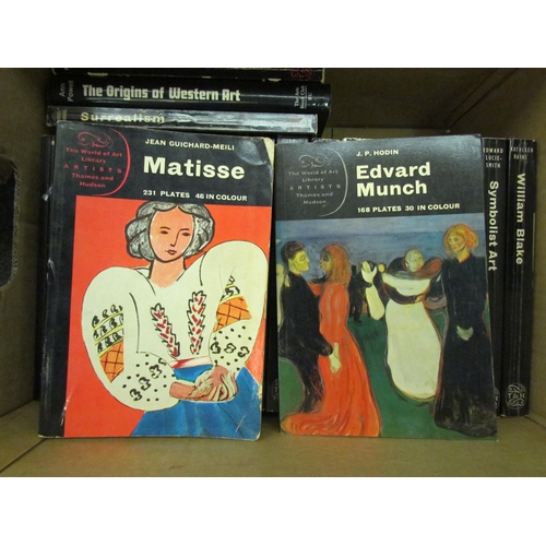 1155 - A box of Thames & Hudson World of Art Library books including Matisse, Surrealism, William Blake, Er... 