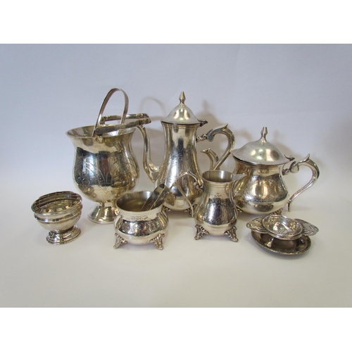 1171 - A group of silver plated wares including jugs, spoons, etc. and compass set