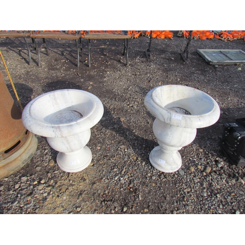 3472 - Two solid marble urn form planters