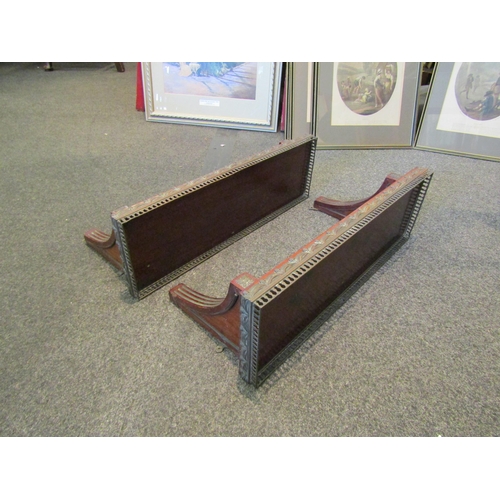 1067 - A pair of galleried wall shelves with swag design, 27cm tall x 62cm long x 20cm deep