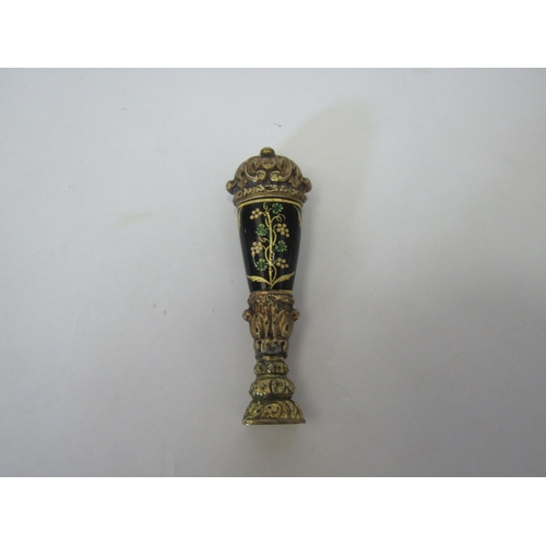 1271 - A cased seal with gilt and floral decoration, a/f