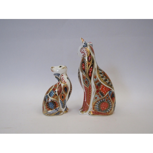 1310 - Two Royal Crown Derby paperweights Siamese Cat, gold stopper and Siamese Kitten, gold stopper