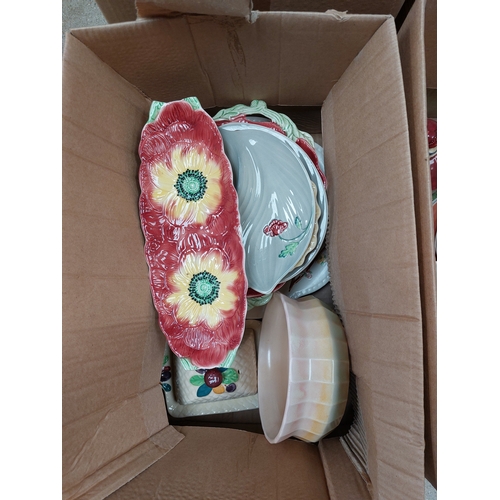 1168 - Four boxes of Shorter & Sons ceramics to include floral examples