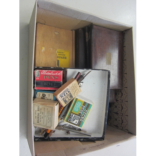 1355 - Two vintage graphic drawing sets, writing and office items