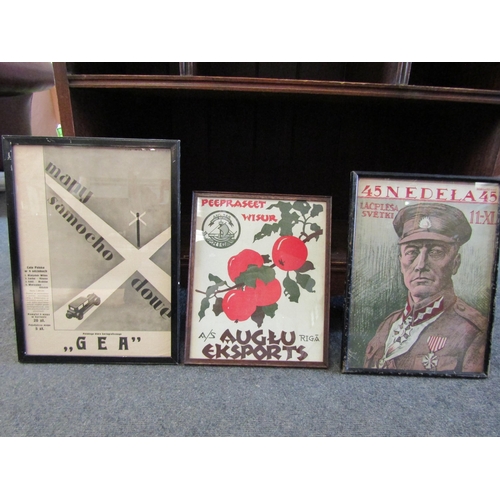 1415 - Three small Latvian & Polish framed posters