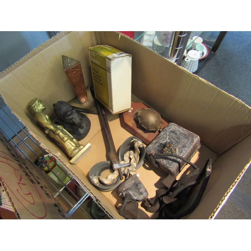 1424 - A quantity of miners related items including brass figure, coal figure, googles etc