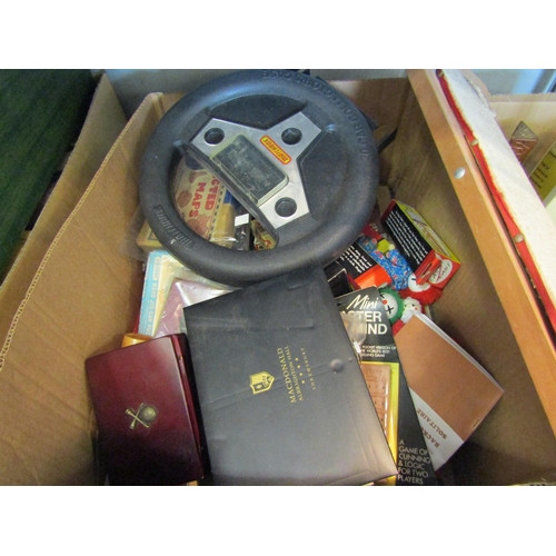 1425 - A box of mostly vintage games including jigsaws, child's ironing, magic show etc