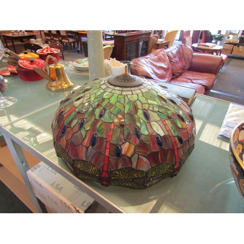 1458 - A Tiffany style lampshade with dragonfly decoration, 55cm diameter