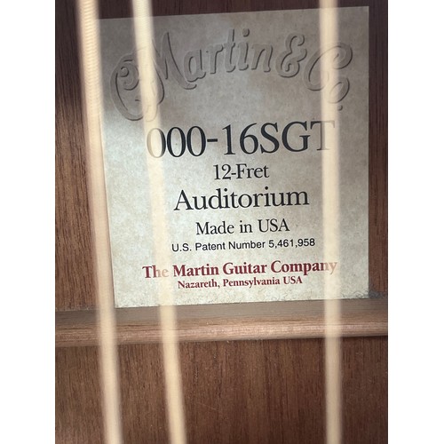 7109 - A Martin & Co., 000-16 SGT 12 fret auditorium acoustic guitar, original fitted hard cas