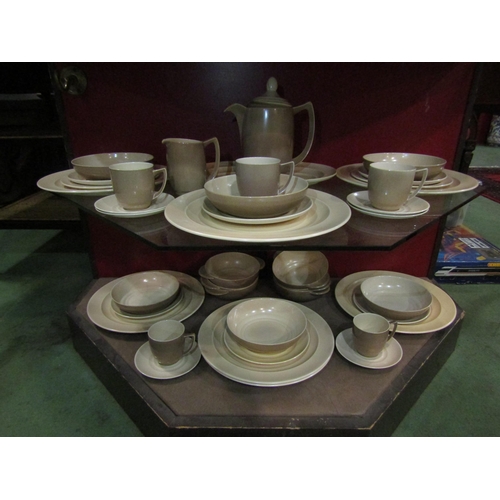 4205 - A selection of Branksome china beige and brown ground retro coffee, tea and dinner wares