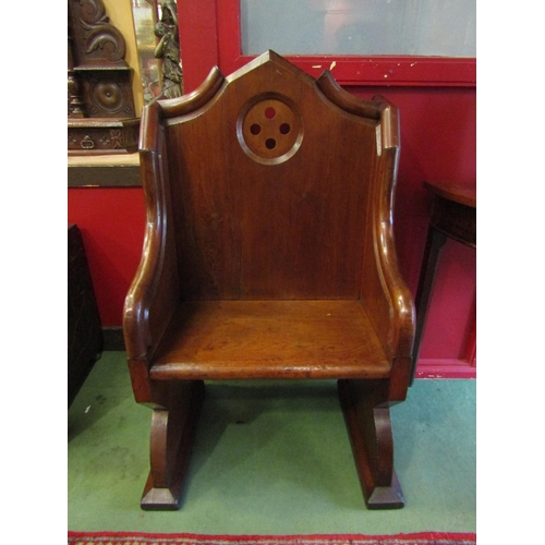 4211 - A mid Victorian pitch pine single seat bench, 105cm x 61cm  R £130