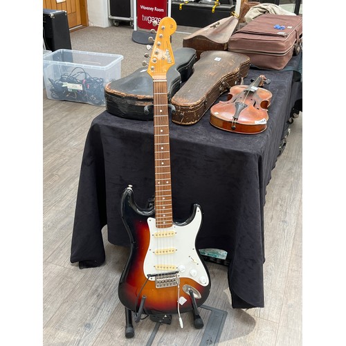 7064 - A Fresher Straighter Stratocaster style electric guitar, sunburst body, with Yamaha G1D synth pickup... 