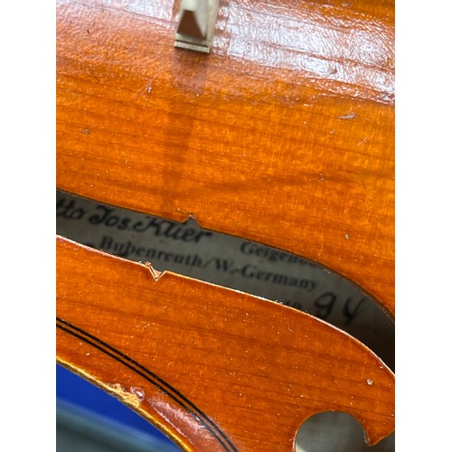 7072 - A German violin, full size (4/4), the label marked 'Copy of an Otto Jos. Klier of West Germany 2E' v... 