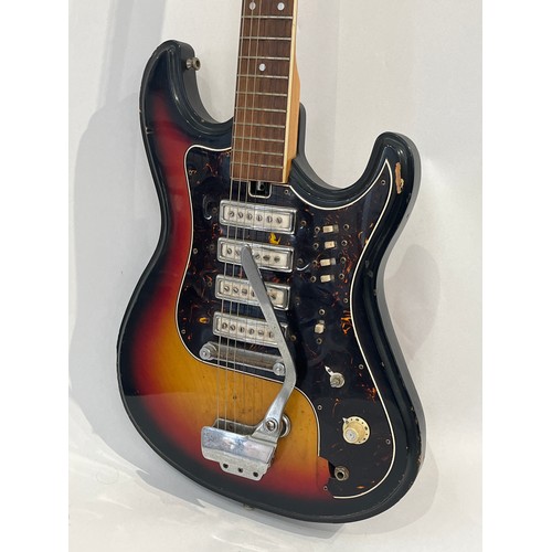 7079 - A 1960's Teisco EG4-T Hertiecaster electric guitar, sunburst body, made in Japan