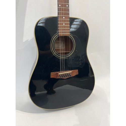 7087 - An Ibanez 12 string PF10-12BK acoustic guitar, black body, serial number 95011580, hard case        ... 