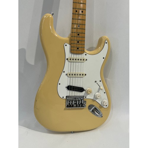 7091 - A 1982-85 Fender Stratocaster USA, maple neck, butterscotch body, serial no. E343829, cased