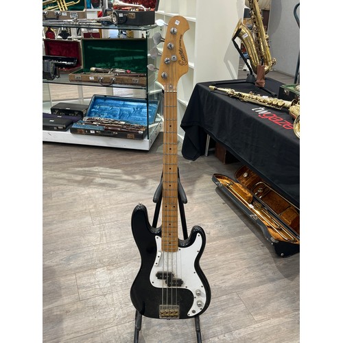 An Encore Coaster Bass electric bass guitar black body