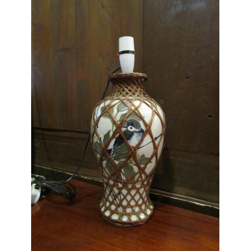4005 - A 1920’s Italian multi-coloured pottery table lamp, converted from a vase