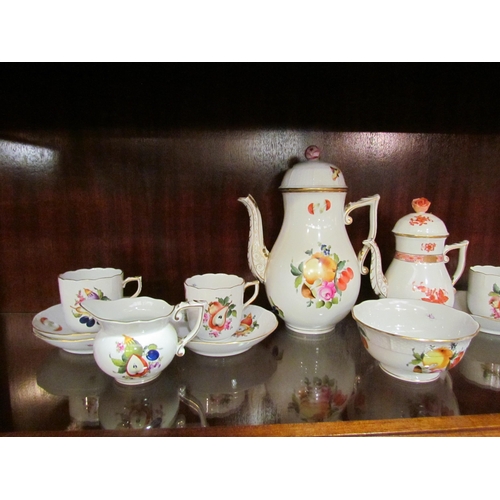 4020 - A Herend part coffee set for six, hand painted fruit design porcelain with gilt edge and a Herend ju... 