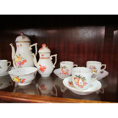 4020 - A Herend part coffee set for six, hand painted fruit design porcelain with gilt edge and a Herend ju... 