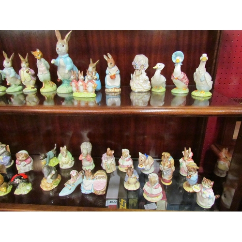 4021 - A collection of Beatrix Potter figures, mostly Royal Albert including Beswick Peter Rabbit and 