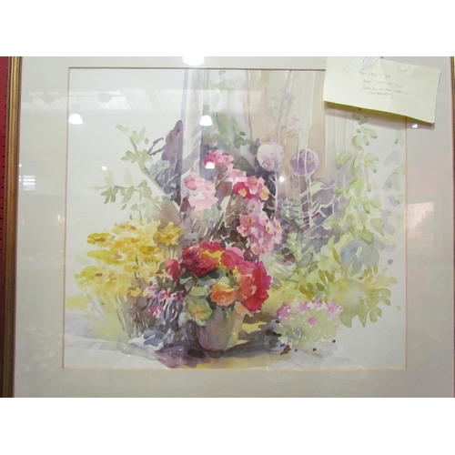 4023 - Two large floral still life watercolours, one indistinctly signed, both framed and glazed, 71cm x 52... 