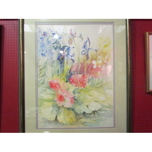 4023 - Two large floral still life watercolours, one indistinctly signed, both framed and glazed, 71cm x 52... 