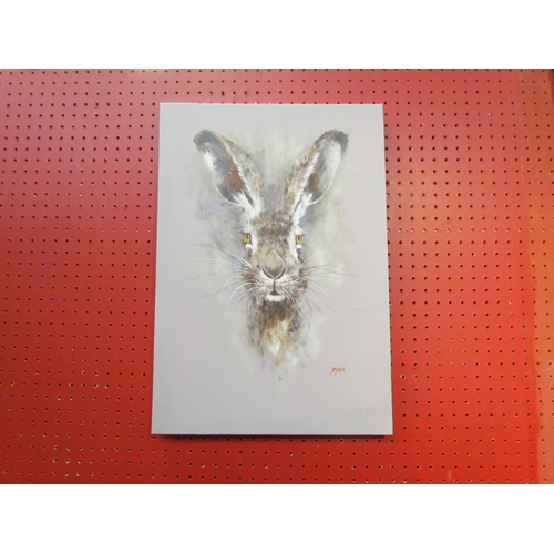 4069 - RYAN: An acrylic on canvas of a Hare, 50cm x 35cm