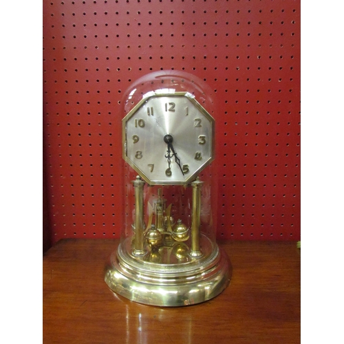 4096 - A 400-day anniversary clock by Jahresuhrenfabrik, circa 1930, 4-ball pendulum, glass dome, octagonal... 