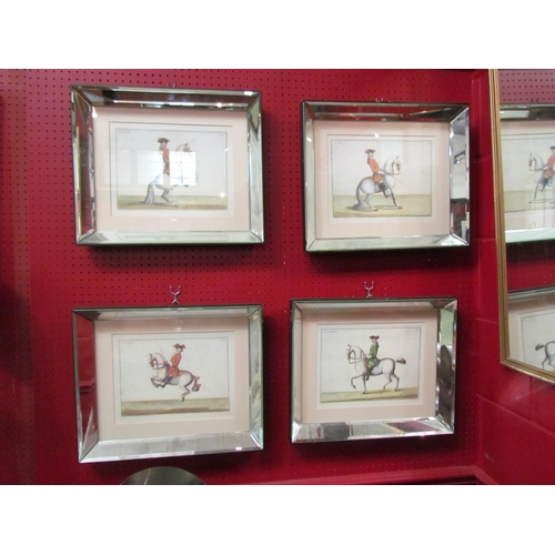 4118 - A set of four reproduction equestrian prints, mirrored frames, 20cm x 28cm image sizes