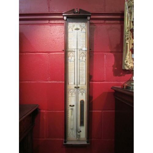 4131 - An Admiral Fitzroy's barometer, mahogany cased with glazed front, 100cm tall