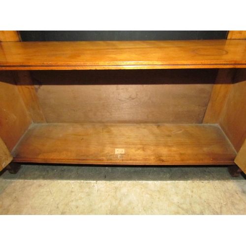 4146 - A Victorian satin walnut wall shelf with two door cupboard and key, 61cm tall x 58cm wide x 15cm dee... 