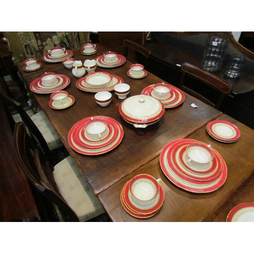 4162 - A quantity of Royal Worcester ‘Regency’ pattern table ware, white and puce with gilt patterns       ... 