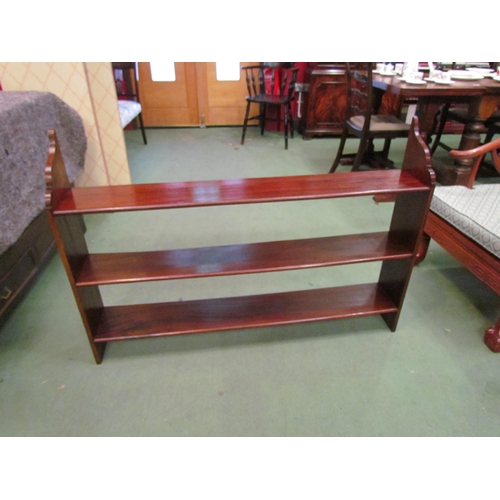 4175 - A 19th Century mahogany three tier wall shelf, 79cm tall x 115cm long x 18cm deep     (R) £55