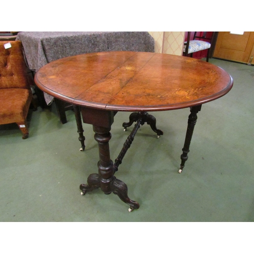 4181 - A Victorian walnut Sutherland table, burr walnut top, original ceramic castors, some areas a/f