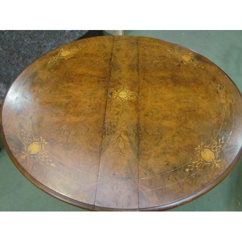 4181 - A Victorian walnut Sutherland table, burr walnut top, original ceramic castors, some areas a/f