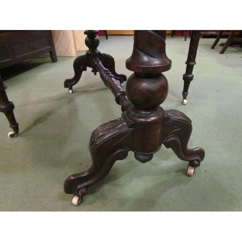 4181 - A Victorian walnut Sutherland table, burr walnut top, original ceramic castors, some areas a/f