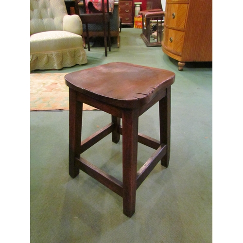 4192 - A 19th Century fruitwood and beech workshop stool, 46cm tall