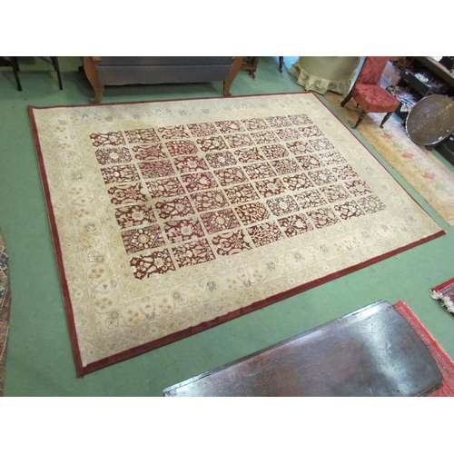 4395 - A maroon and cream floral rug,  330cm x 240cm            (R)       £60