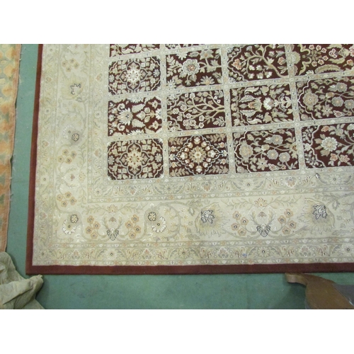 4395 - A maroon and cream floral rug,  330cm x 240cm            (R)       £60