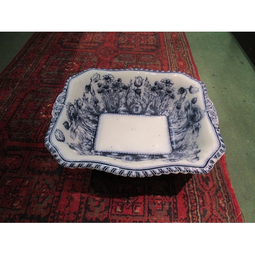 4197 - A large blue and white transfer ware rectangular bowl, 42cm x 37cm