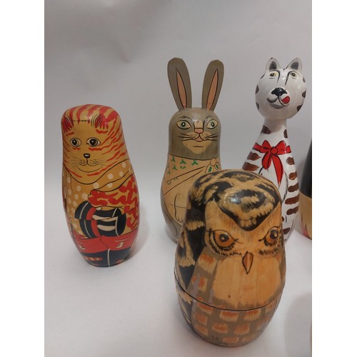 4214 - Fifteen Russian dolls of animal design including panda, pig, penguin, etc